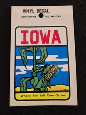 Iowa "Where the Tall Corn Grows" Vintage Travel Souvenir Decal Window Sticker