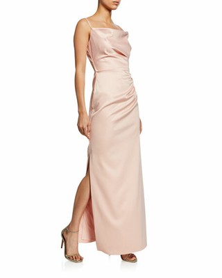 satin square neck dress