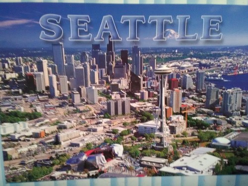 HERMOSA VISTA AÉREA DE TARJETA POSTAL SOBRE EL CORAZÓN DEL CONDADO DE SEATTLE WASHINGTON KING - Imagen 5 de 8