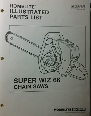 Homelite Super Wiz 66 Chain Saw Parts Catalog Manual Chainsaw | eBay