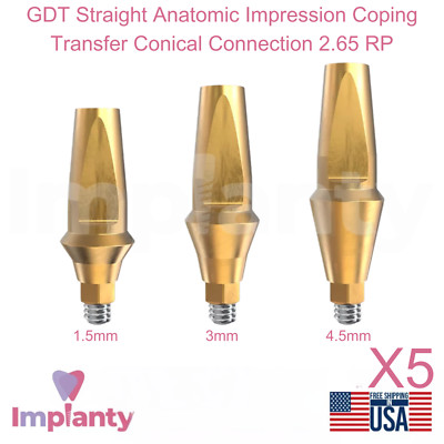 5x GDT Straight Anatomic Impression Coping Transfer Conical Connection 2.65 RP
