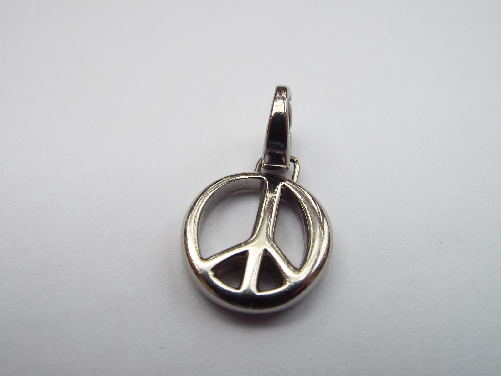 Fossil Peace Sign Stainless Steel Silver Charm Necklace