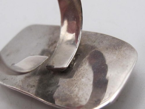 Vintage riesiger gehämmerter Sterling 925 Ring rechteckiger MOP Stein Gr.10 - 12,8 g - Bild 6 von 11