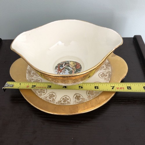 Noritake China Japan BOLERO - GRAVY BOAT W/ ATTACHED PLaTE 22 Carat Gold - Picture 7 of 10