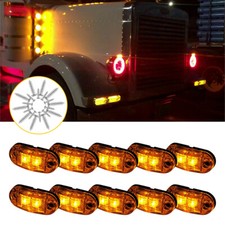20x 34 12v Marker Lights Led Truck Trailer Round Side Bullet Light Amber Red