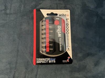 Wiha 8-Piece Terminator Blue Impact Screw Bit Set With Magnetic Bit Holder