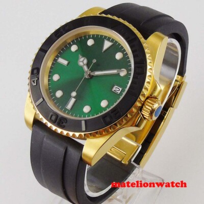 PT5000/NH35/Miyota 40mm Automatic Mens Watch Green Dial Sapphire Glass Golden