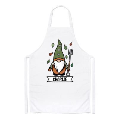 Personalised Gonk Gnome Green Orange Garden Chefs Apron Christmas Gift Funny