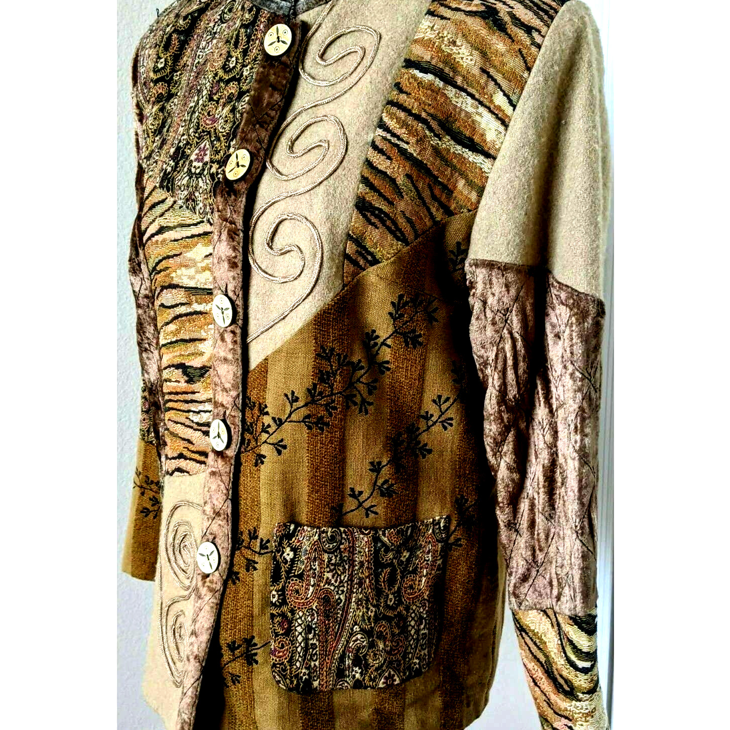 Indigo Moon Jacket Patchwork Blazer Boho Embroide… - image 12