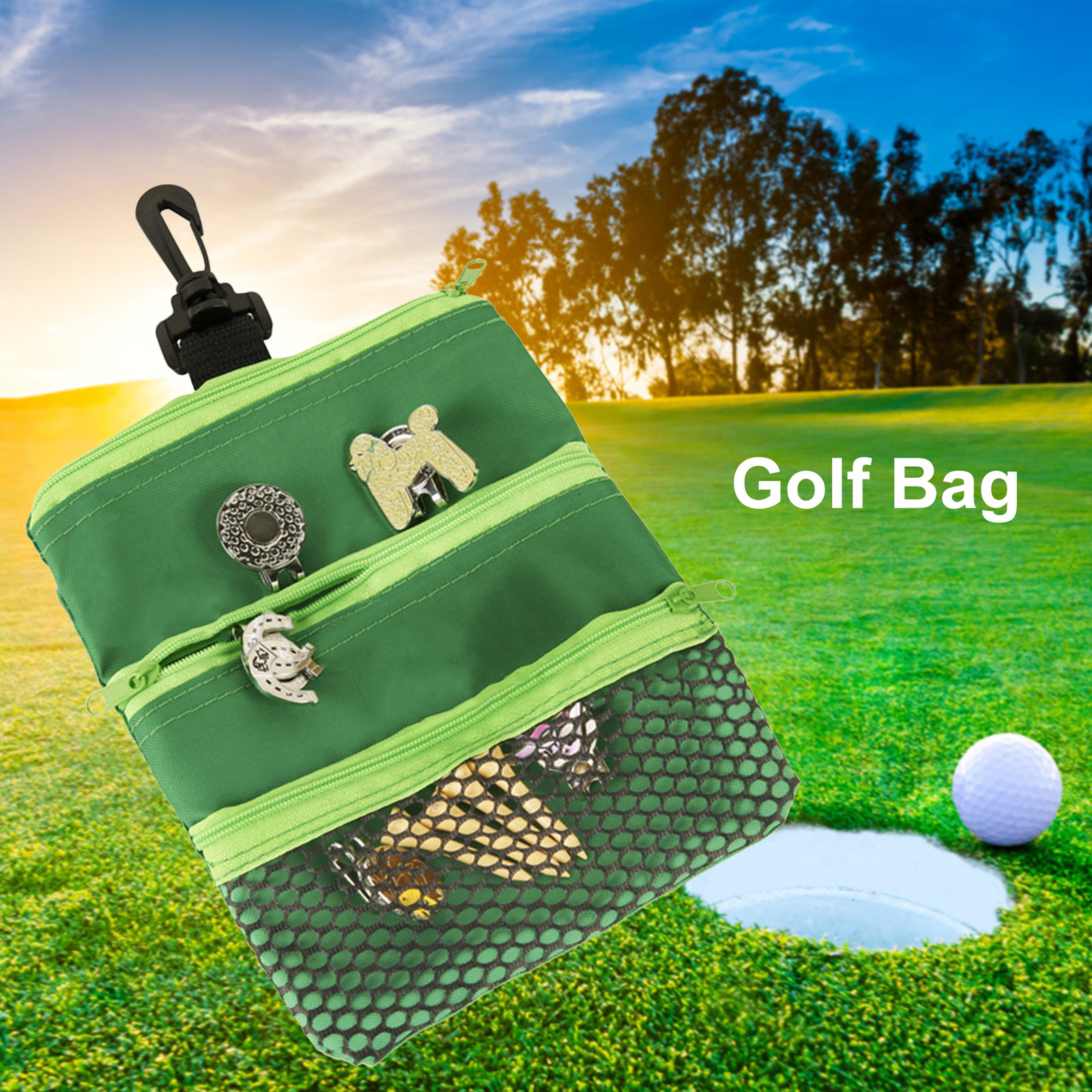 Multipocket Golf Ball Storage Pouch Bag Clip Valuable Golf Tee Pouch