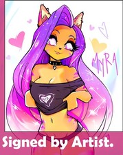 Gata Cósmica Myra 11x17 Gata Peluda Kemono Neko Anime Arte Impresión Artista Firmado