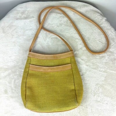 Womens Tommy Bahama Yellow Knit Crossbody Purse Tan Small