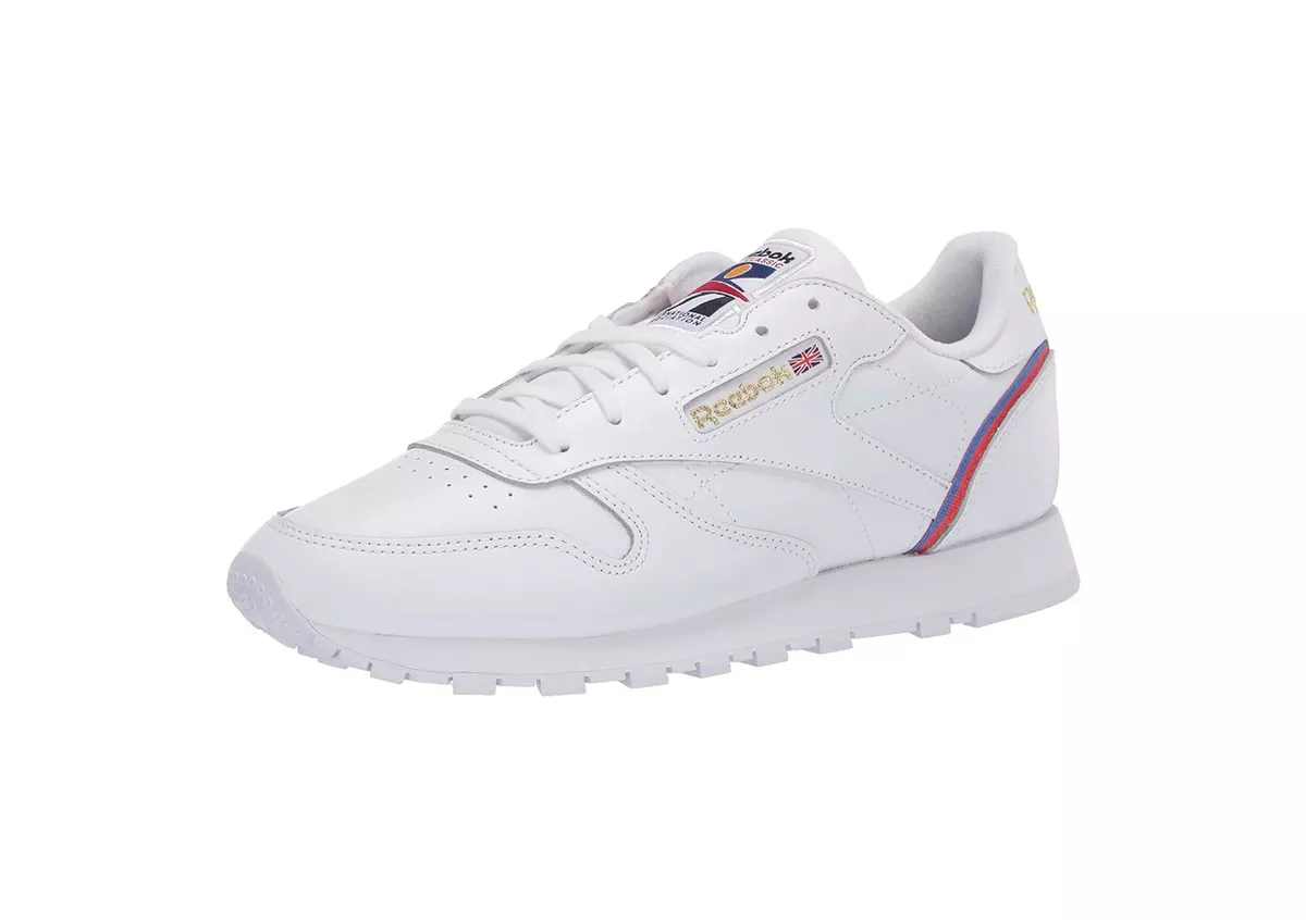 Reebok Women s Classic Leather Running Shoes Sneakers EG5975 White Red Blue