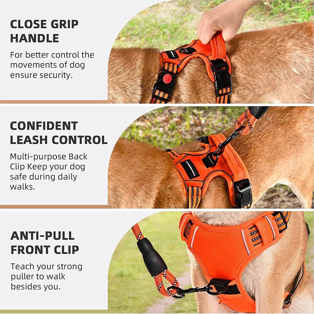 Dog Harness No Pull Adjustable Soft Padded Reflective No-Choke Pet Oxford Vest
