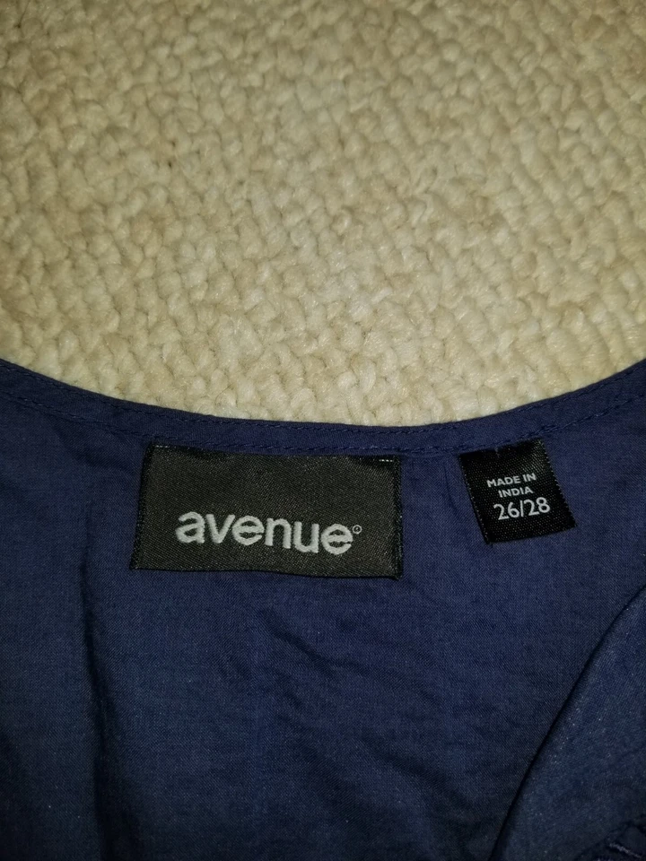 女式 Top-AVENUE-navy 半透明棉刺绣束腰外衣 BOHO 农民 3/4 slv-26/28 — 第 4/4 张图片