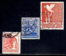 GERMANY STAMPS #567,569,576 — (3) WORKMAN -- 1947 -- USED