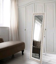 Rococo Style Full Length Floor Mirror White And Gold 