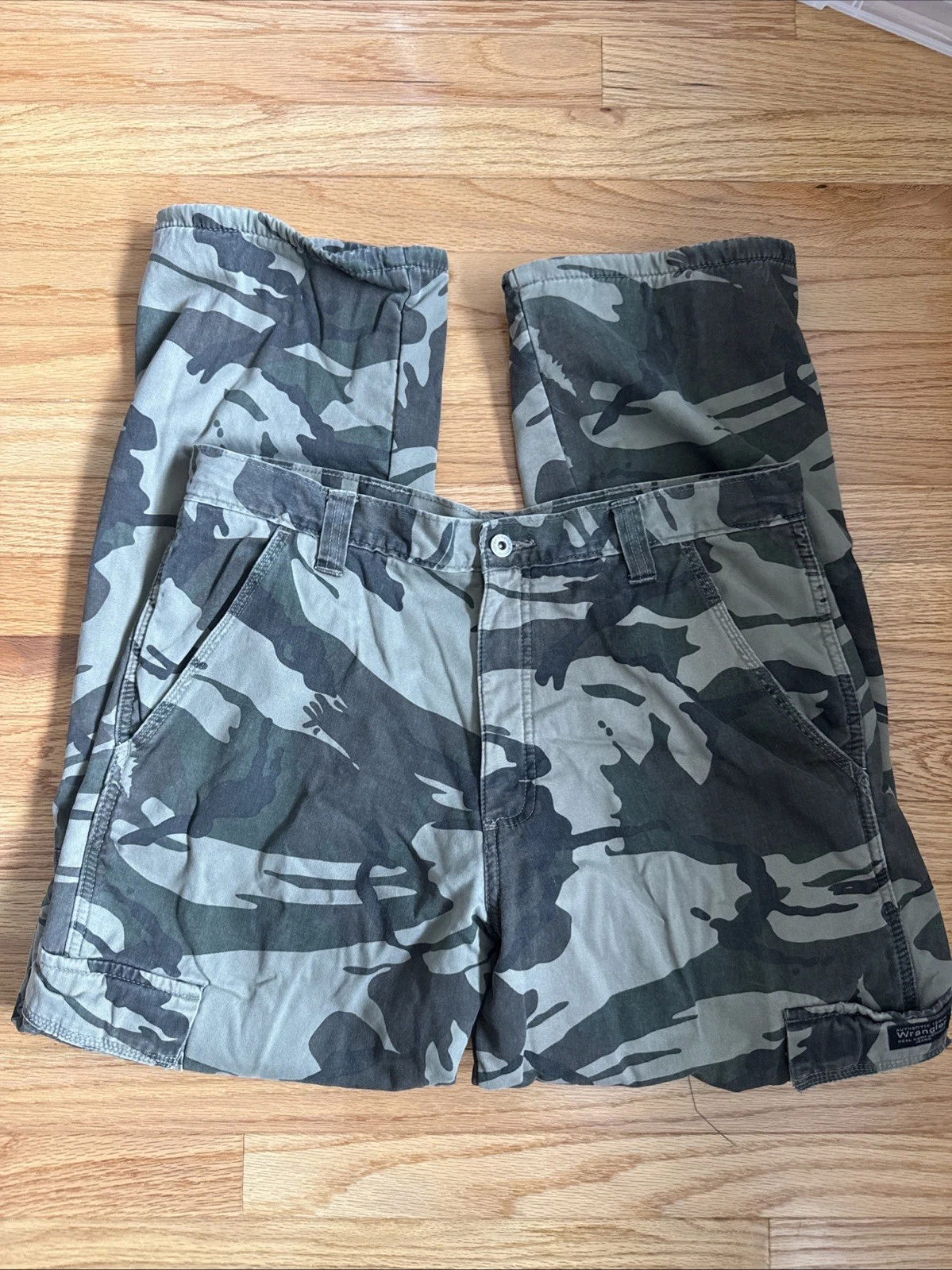 Wrangler Fleece Lined Camo Cargo Pants 34x 30 Men’s Hunting Workwear Thermal