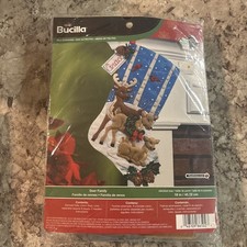 Bucilla Deer Family Felt Christmas Stocking Kit 18  Woodland Holidays Brand New