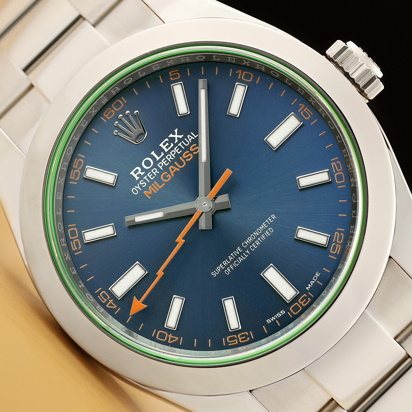 2021 CARD ROLEX MILGAUSS 116400GV 40MM Z-BLUE GREEN STAINLESS STEEL WATCH