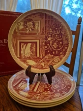 4 Wedgwood England Williams-Sonoma 8.75" Christmas Eve Porcelain Dessert Plates 