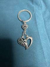 Heart KeyChain Charm /Pendant Key Chain - Silver Color Metal