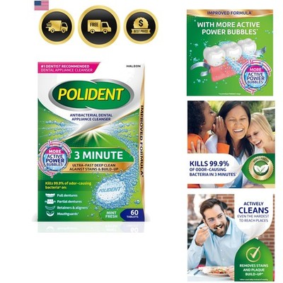 3 Minute Antibacterial Dental Appliance Cleanser Tablets, Retainer Cleaner Ta...