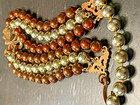 Vintage signed St.Labre copper plated brown silver glass rhinestone choker neckl — photo 6