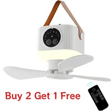 Portable Ceiling LED Fan Rechargeable Battery Powered Outdoor Camping