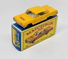Matchbox Lesney – 20c  Chevrolet Impala Taxi Cab    1965  SILVER BASE   (ID#370)