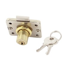 Silver Tone 15mm Dia Cylinder Head Metal Cabinet Security Drawer Lock 2 Keys