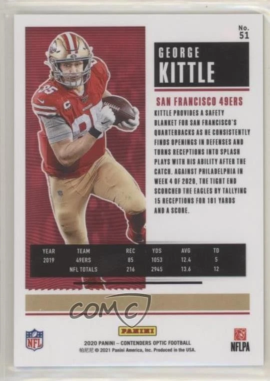 2020 Panini Contenders Optic Season Ticket George Kittle #51 - Image 2 of 2