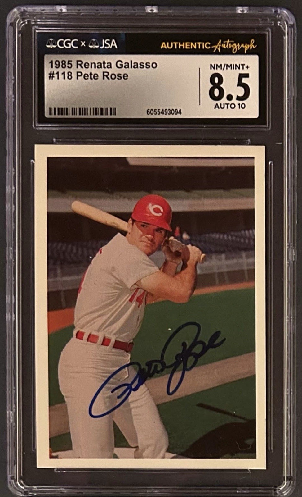 Pete Rose Auto Cgc 9 Mint blank 1985 Renata Galasso #118 Pete Rose Auto JSA CGC 8.5 Auto 10 