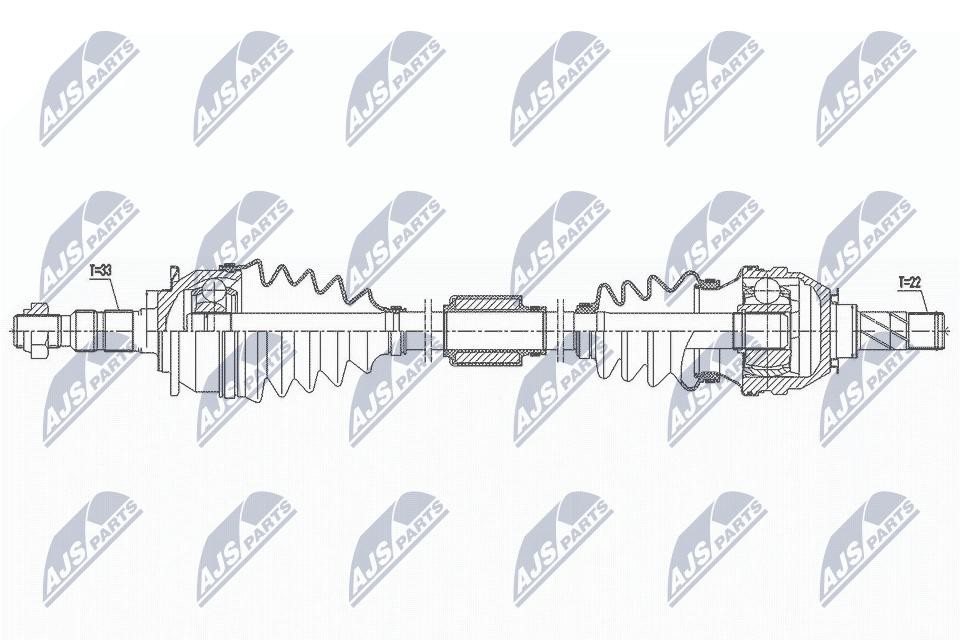 NTY Drive Shaft NPW-PL-105 For Opel Front Axle Right 983 mm