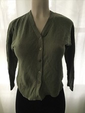 Girls Art Class Olive Green Crop Button V nec...
