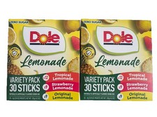 Dole Lemonade Tropical Strawberry Zero Sugar Powdered Drink Mix Variety 60 Count