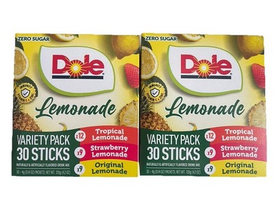 Dole Lemonade Tropical Strawberry Zero Sugar Powdered Drink Mix Variety 60 Count