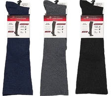 3 Pairs Mens Relaxed Non-Binding Top Graduated Compression Over Calf Knee Socks