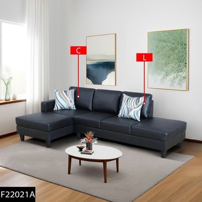Black Faux Leather 2-Piece Couch Living Room Sofa Set