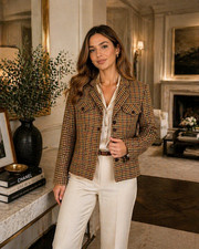 Hugo Buscati Milano Houndstooth Wool Blend Jacket Vintage Italian Style Blazer