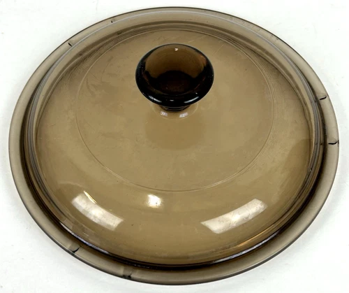 Pyrex V-1-C Amber Brown Glass Replacement Lid Visions Visionware 6 3/8" 28 V1C