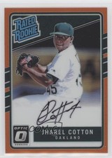 2017 Donruss Optic Rated Rookies Base Orange Prizm /99 Jharel Cotton Auto 4nm