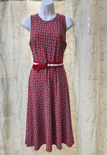 Lauren Ralph Lauren Red Chain Link Sleeveless Belted Fit & Flare Dress Size 8