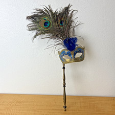 Hand Printed Venetian Masquerade Face Mask Made in Italy Venezia Peacock