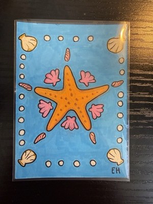 ACEO Original Abstract Tide Pools Acrylic 2.5  x 3.5  by Little Bug Creations