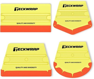 TECKWRAP Felt Edge Squeegee for Vinyl Wrap, Car PPF, Decal 4pcs Yellow 