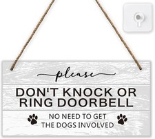 Dont Knock Sign for Front Door, Do Not Ring Doorbell with a Hook, Dog D
