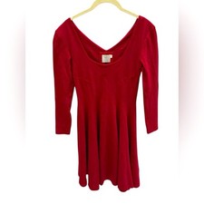 HD In Paris Anthropologie Pink Dress Fit & Flare Long Sleeve Size XS
