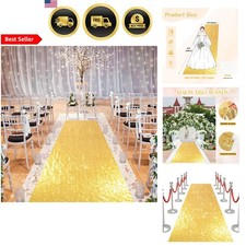 Wedding Aisle Runner Gold Carpet Sequin Rug for Indoor Outdoor Ceremony 2FTx15FT