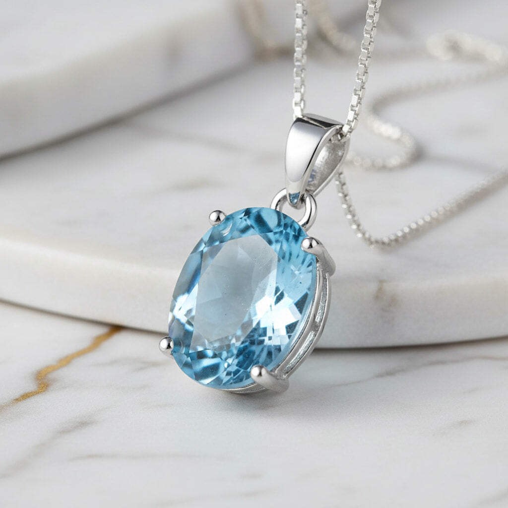 Topas Halskette – Kristall Edelstein Heilstein Schmuck 925 Sterling Silber Damen Topas Halskette – Kristall Edelstein Heilstein Schmuck 925 Sterling Silber Damen